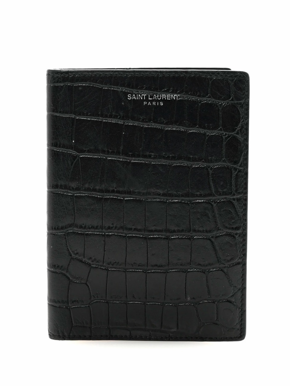 SAINT LAURENT Crocodile Embossed Passport Holder